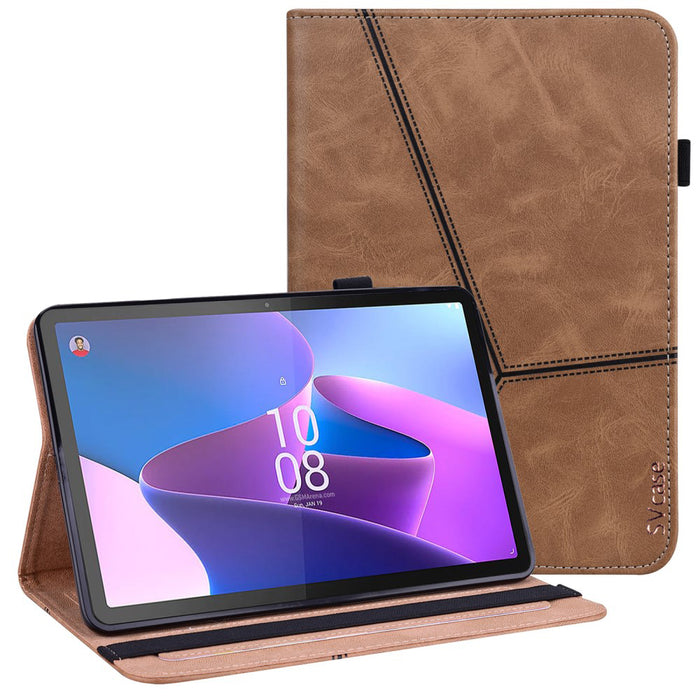 SVcase Premium For Tab P11 Gen 2 11.5 tb350fu case Line Imprinted Leather Protective Tablet Cover Stand - Brown - SVcase