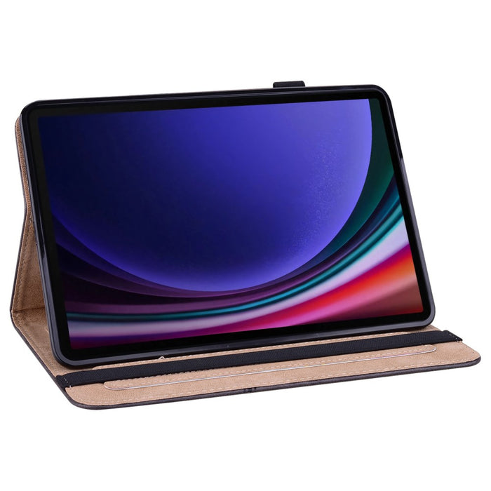 SVcase Premium for Galaxy Tab S10 11 / S9 11 / S9 FE 10.9 case PU Stand Cover Line with Card Slots - Black - SVcase