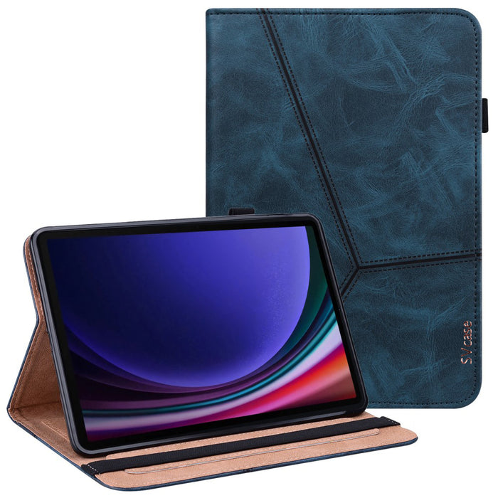 SVcase Premium for Galaxy Tab S10 11 / S9 11 / S9 FE 10.9 case PU Stand Cover Line with Card Slots - Blue - SVcase