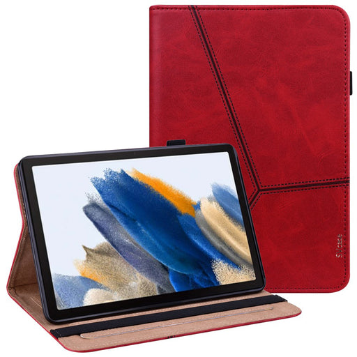 SVcase Premium for Galaxy Tab A9 plus 11 case with Card Slots PU Leather Line Imprinted Tablet Cover - Red - SVcase