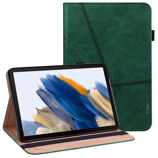 SVcase Premium for Galaxy Tab A9 plus 11 case with Card Slots PU Leather Line Imprinted Tablet Cover - Green - SVcase