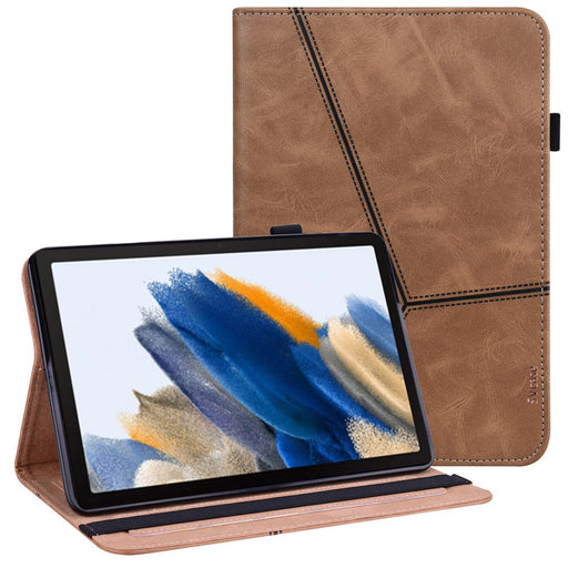 SVcase Premium for Galaxy Tab A9 plus 11 case with Card Slots PU Leather Line Imprinted Tablet Cover - Brown - SVcase