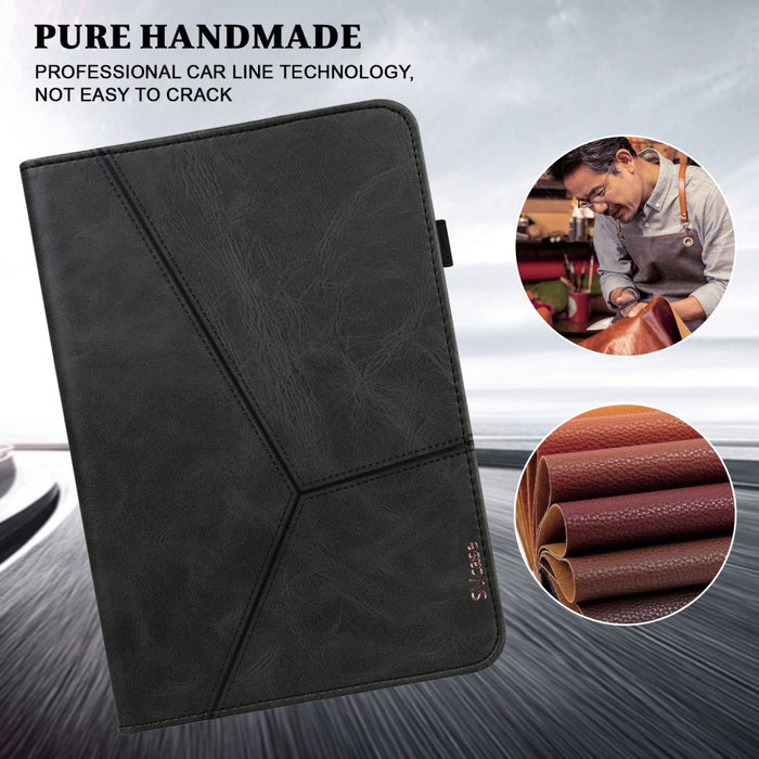 SVcase Premium for Galaxy Tab S10 11 / S9 11 / S9 FE 10.9 case PU Stand Cover Line with Card Slots - Black - SVcase