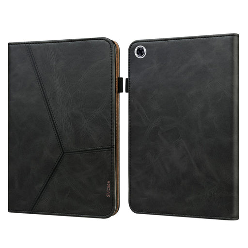 SVcase Premium for Galaxy Tab A9 plus 11 case with Card Slots PU Leather Line Imprinted Tablet Cover - Black - SVcase