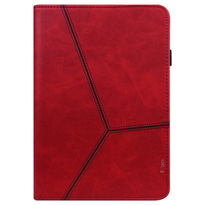 SVcase Premium for Galaxy Tab A9 plus 11 case with Card Slots PU Leather Line Imprinted Tablet Cover - Red - SVcase