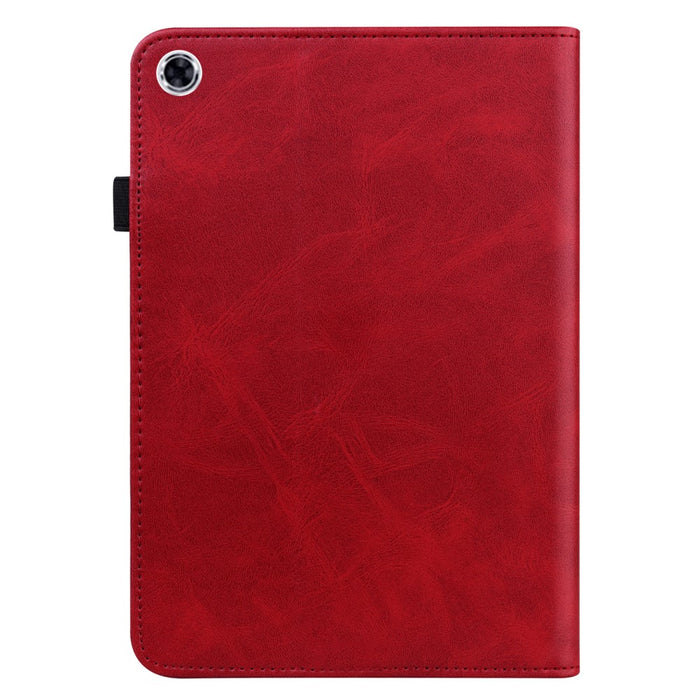 SVcase Premium for Galaxy Tab A9 plus 11 case with Card Slots PU Leather Line Imprinted Tablet Cover - Red - SVcase