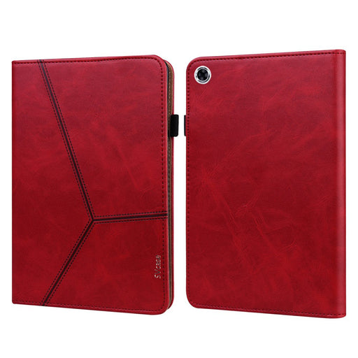 SVcase Premium for Galaxy Tab A9 plus 11 case with Card Slots PU Leather Line Imprinted Tablet Cover - Red - SVcase