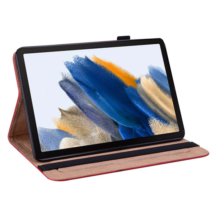 SVcase Premium for Galaxy Tab A9 plus 11 case with Card Slots PU Leather Line Imprinted Tablet Cover - Red - SVcase