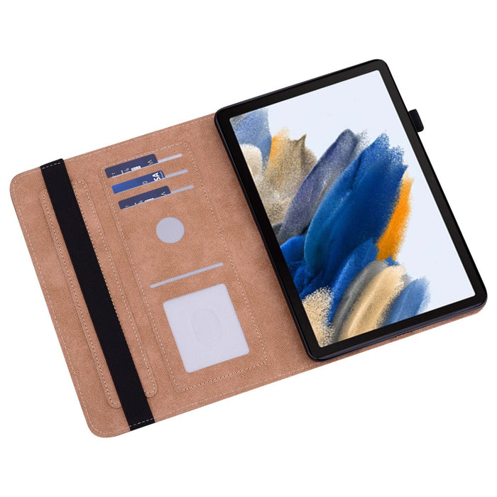 SVcase Premium for Galaxy Tab A9 plus 11 case with Card Slots PU Leather Line Imprinted Tablet Cover - Red - SVcase