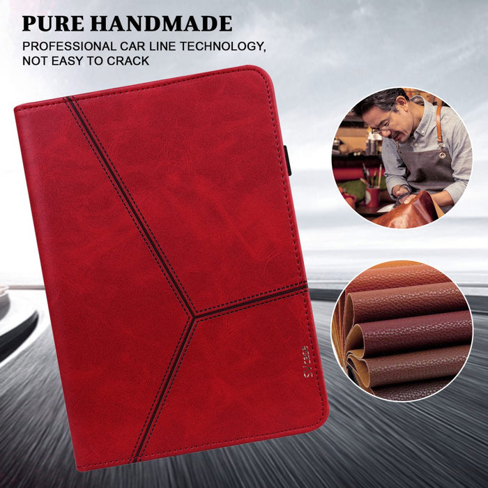 SVcase Premium for Galaxy Tab A9 plus 11 case with Card Slots PU Leather Line Imprinted Tablet Cover - Red - SVcase