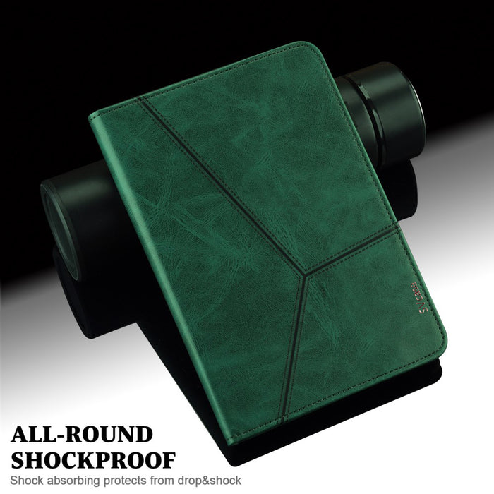 SVcase Premium for Galaxy Tab A9 plus 11 case with Card Slots PU Leather Line Imprinted Tablet Cover - Green - SVcase