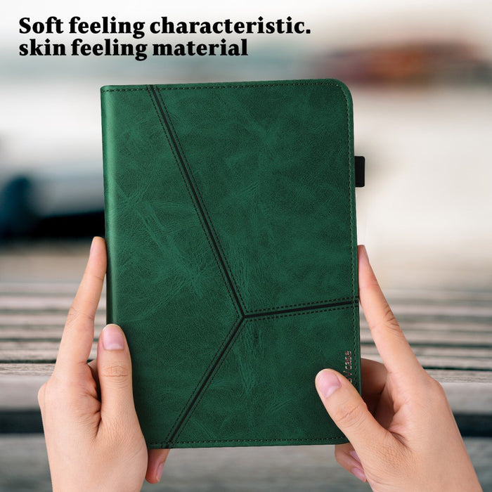 SVcase Premium for Galaxy Tab A9 plus 11 case with Card Slots PU Leather Line Imprinted Tablet Cover - Green - SVcase